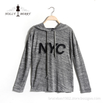 Streetwear Printed Knitted Letter Breathable Gray Sweatshirt